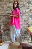 Pia Pillow Cotton Embroidered Tile Classic Shirt Hot Pink